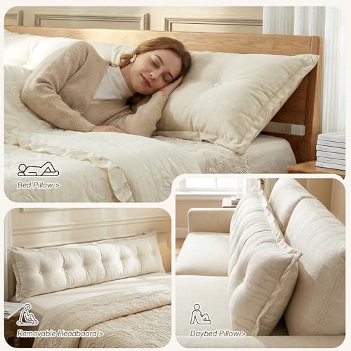 WOWMAX Headboard Pillow Twin XL Dorm Bolster Reading Pillow - Image 3