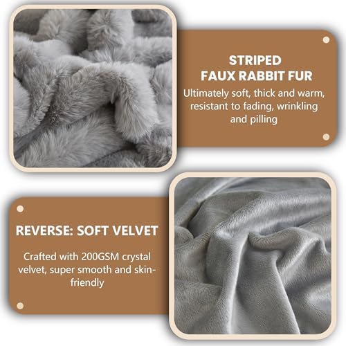 MEGO Body Pillow Cover 20x54, Fluffy Wide Ribbed Faux Rabbit Fur - Image 5