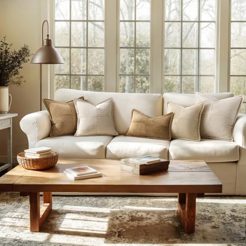 MIULEE Decorative Euro Sham Throw Pillow Covers 24x24 Inch Brown 2 Pack - Image 6