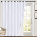 PrinceDeco 100% Blackout Curtains Linen Drapes 108 Inches Long Room Divider Curtains Patio Curtain for Sliding Door Thermal Curtain for Sliding Glass Door,W100 X L108 Inch, Preal White
