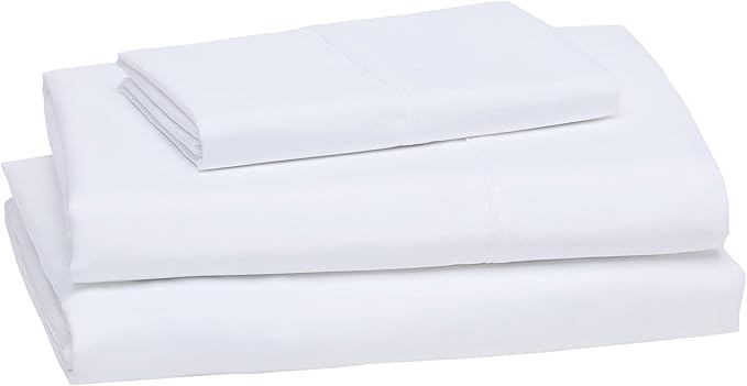 Amazon Basics Lightweight Super Soft Easy Care Dorm-Friendly, Microfiber 3 Piece Bed Sheet Set with 14-Inch Deep Pockets, Twin XL, Bright White, Solid (Pack of 4)