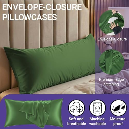 1 Pack Satin Pillowcase Sage Green Body Size 20x54 Inch - Image 2