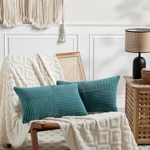 Fancy Homi 2 Packs Teal Lumbar Decorative Throw Pillow Covers 20x28 Inch - Image 7