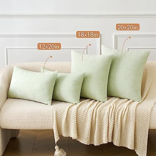 MIULEE Soft Chenille Throw Pillow Covers Light Green 18x18 Inch Pack of 2 - Image 4