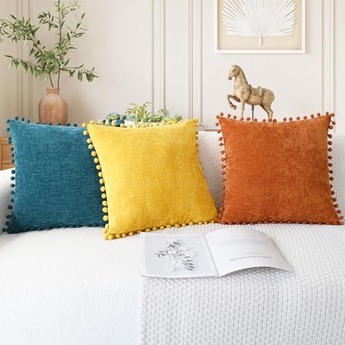 CaliTime Decorative Couch Throw Pillow Covers 16 X 16 Inches Ocean Blue - Image 5