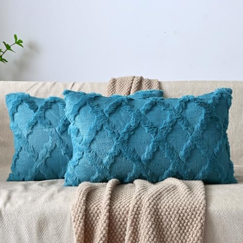 Set of 2 Soft Moroccan Throw Pillow Covers 12x20 Inch Plush Boho Decorative by Cozoomy