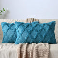Set of 2 Soft Moroccan Throw Pillow Covers 12x20 Inch Plush Boho Decorative by Cozoomy