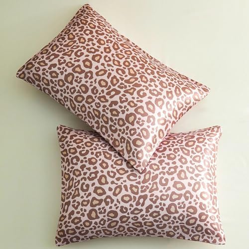 Pink Leopard Printed Pillow Cases, Queen Cheetah Satin Pillowcase - Image 6