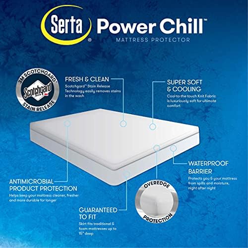 Serta Power Chill Cooling Waterproof Mattress Protector, California King - Image 6