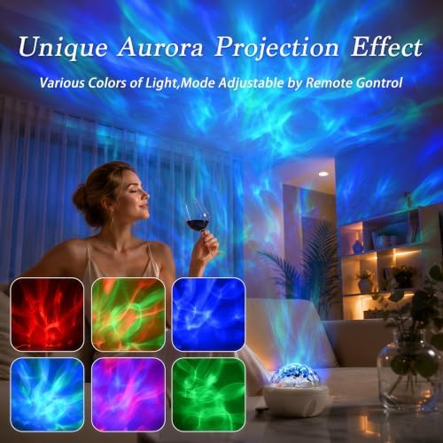 Northern Light Projector Night Light with Remote Control, Beige - Image 4