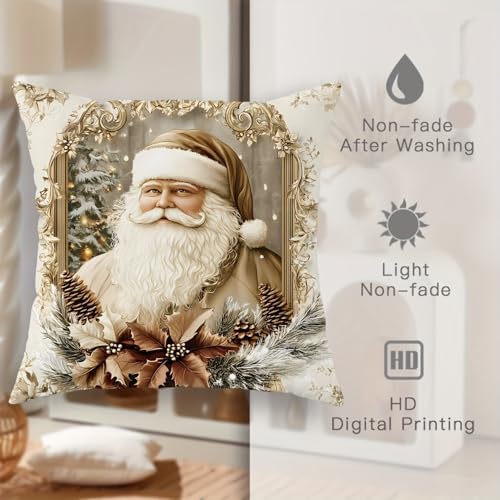 Elegant Christmas Throw Pillow Covers, Vintage White - Image 4
