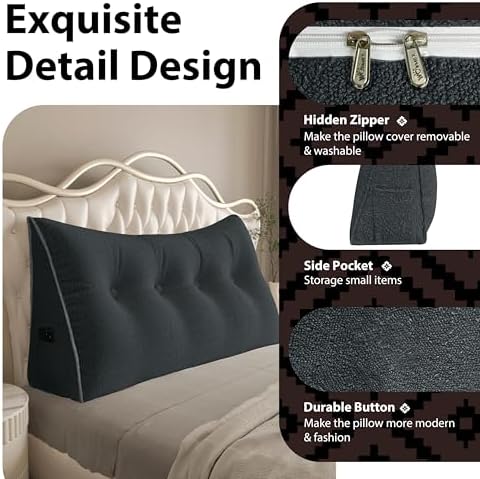 Triangle Reading Pillow XXLQueen Size XXL Wedge Headboard Extra Large Back - Image 6
