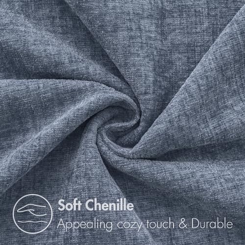 MIULEE Soft Chenille Throw Pillow Covers Dark Grey Blue 18x18 Pack of 2 - Image 2