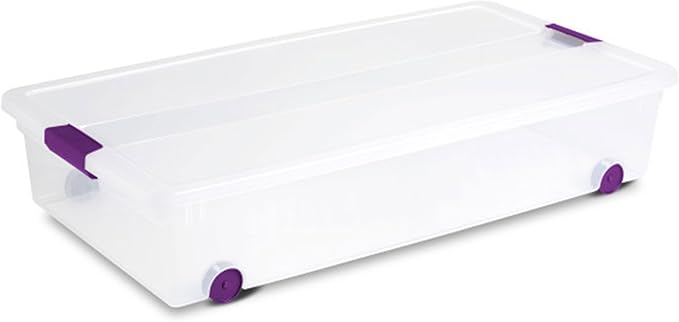 Sterilite 8-Pack 60 Quart ClearView Latch Box, Wheeled Underbed Organizer Bins with Latching Lids - Clear Plastic Organization Containers for Closet, Bedroom, Shelving Units and Everyday Home Storage