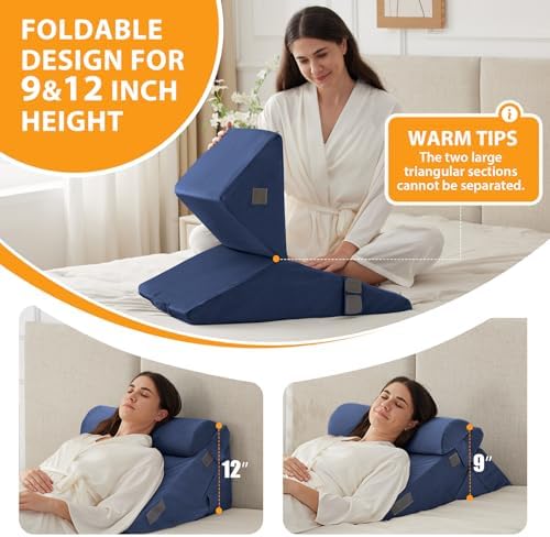 Ruqmuis Wedge Pillow Set for After Surgery, Incline Pillow Wedge for Headboard - Image 4