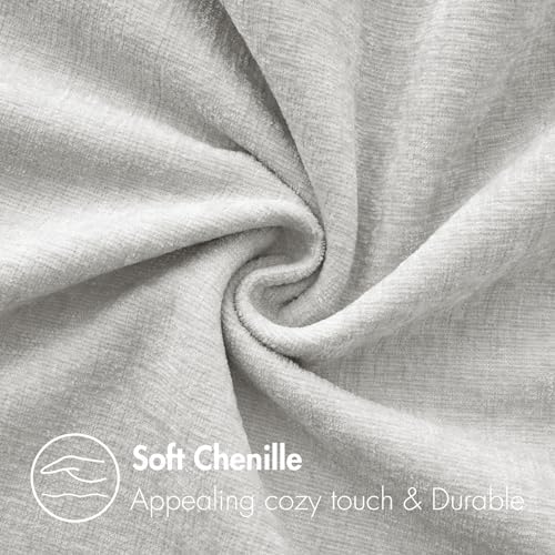 MIULEE Soft Chenille Throw Pillow Covers Light Gray 18x18 Inch Pack of 2 - Image 2
