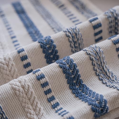 Cethom Blue Boho Lumbar Pillow Covers 14x36 Long, Stripe Textured Decorative - Image 3