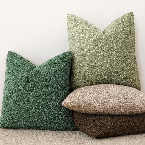 Foindtower Decorative Textured Boucle Throw Pillow Covers 24x24 Pine Green - Image 6