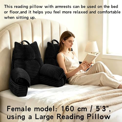Reading Pillow for Bed with Arms, Back Support, Memory Foam (Ink Black） - Image 5