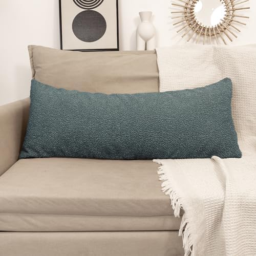 JoraLion 20x54 inch Neutral Boucle Body Pillow Cover, Dusty Blue Long Pillow - Image 7