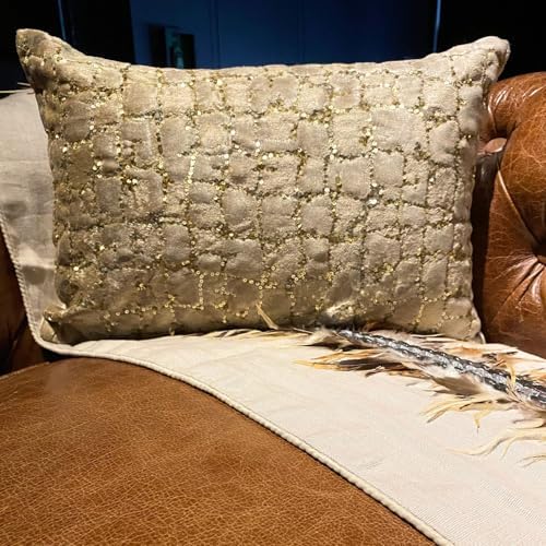 The HomeCentric Gold 12"x18" Lumbar Pillow Cover, Velvet Sequins & Animal - Image 4