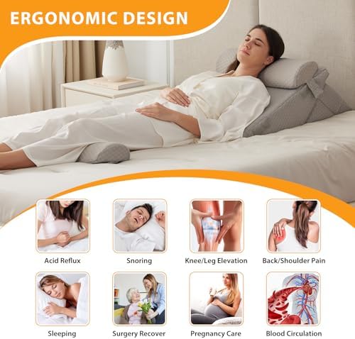Ruqmuis Wedge Pillow Set for After Surgery, Incline Pillow Wedge for Headboard - Image 6