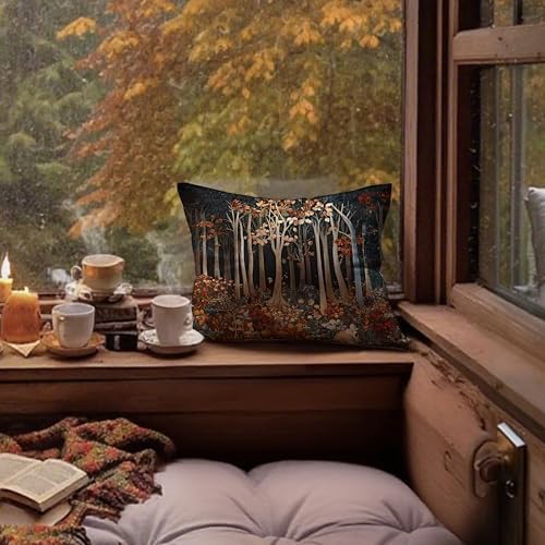 Rustic William Morris Inspired Autumn Forest Decor Pillow Covers 18x18 - Image 2
