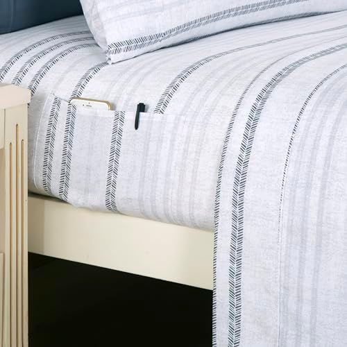 Elegant Comfort 6-Piece Sheet Set Deep Pocket Stripe, Traci Gray - Image 3