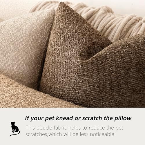 Foindtower Decorative Textured Boucle Throw Pillow Covers 26x26 Chocolate - Image 4