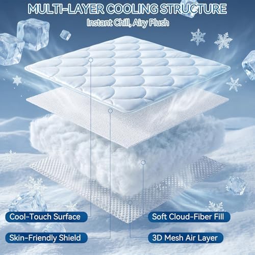Cooling Mattress Pad Queen, Breathable Quilted Fitted Mattress Protector - Image 3
