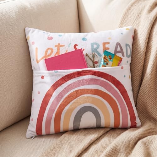 18 x 18 Inch Rainbow Pocket Reading Throw Pillow Gift - Image 4