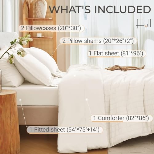 MUXHOMO 7 Pieces Full Comforter Set, Seersucker Bed in a Bag Full Size - Image 4