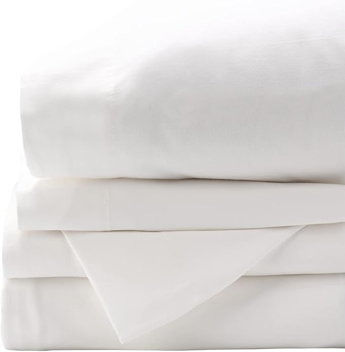 Red Land Cotton Luxury Sheet Set | 100% American Grown Cotton Basics | Premium Hotel Ultra-Soft Lightweight 4 Piece USA Made Deep Pocket Fitted, Flat Sheet & pillowcases Percale Weave (Cal King/White)