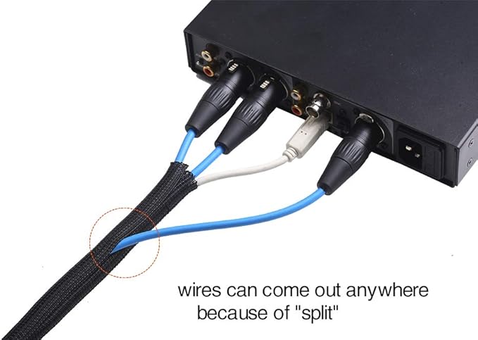 Alex Tech 10ft - 1/2 inch Cord Protector Wire Loom Tubing Cable Sleeve Split Sleeving For USB Cable Power Cord Audio Video Cable – Protect Cat From Chewing - Black