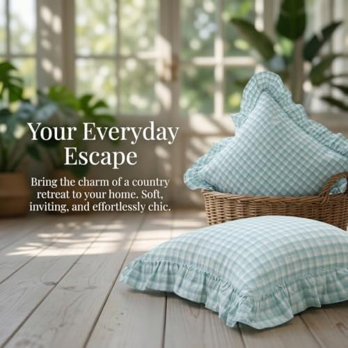 Mywinlle Dusty Blue Plaid Throw Pillow Shams - Image 4