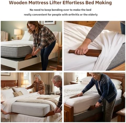 2Pcs Acacia Wood Mattress Lifter & Sheet Tucker Tool Set - Image 4