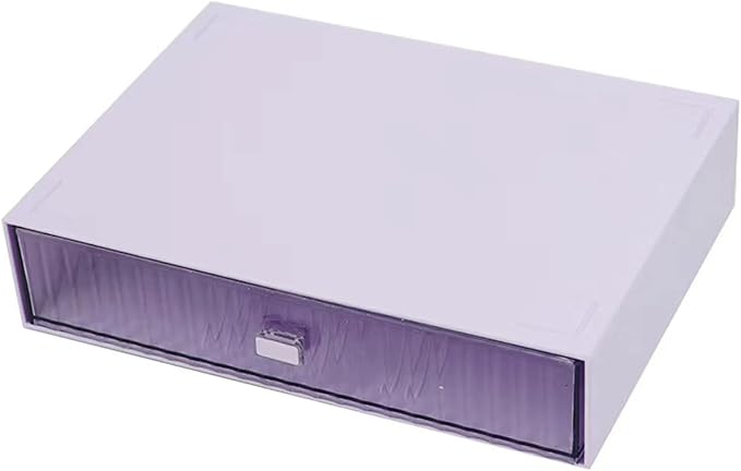 Stackable Desk Drawer Organizer, Plastic Storage Drawer, Grocery Organizer For Stationery/Office Supplies (Purple, 1 Compartment)
