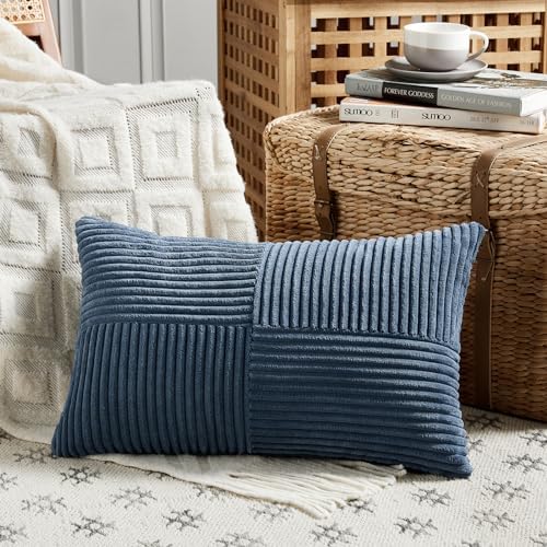 Fancy Homi 2 Packs Dusty Blue Lumbar Decorative Throw Pillow Covers 16x32 Inch - Image 2