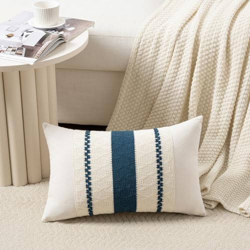 Fancy Homi Set of 2 Boho Teal Long Lumbar Decorative Throw Pillow Cover 14x24 - Image 2