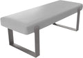 VANT Upholstered Bed Bench - Vintage Leather White Dove - Brushed Nickel - Contemporary Modern, Bedroom Bench Seat, Hallway, or Entryway