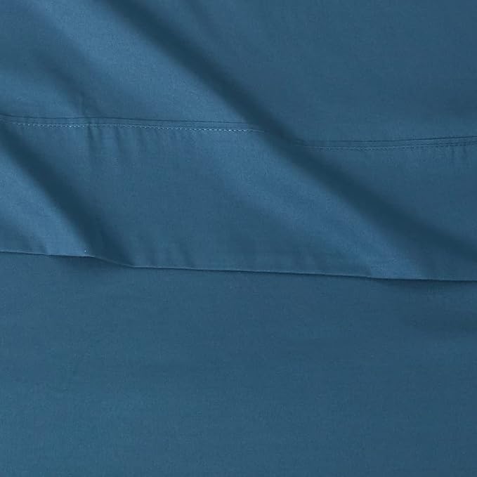Amazon Basics Lightweight Super Soft Easy Care, Ultra Comfortable Microfiber 4-Piece Bed Sheet Set with 14-Inch Deep Pockets, Queen, Dark Teal, Solid