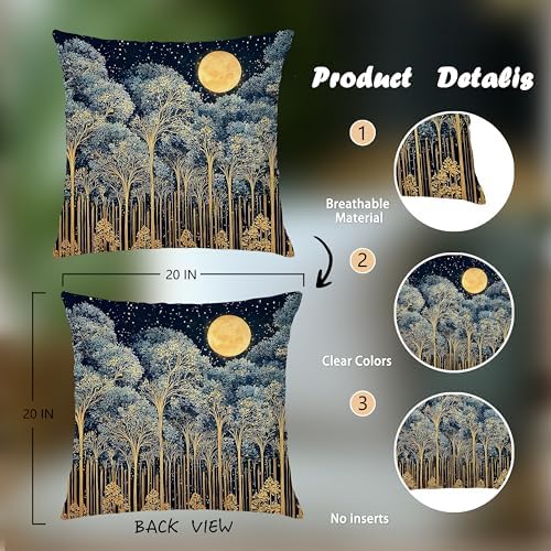 Rustic William Morris Night Forest Green Moon Decor Pillow Covers 18x18 - Image 2