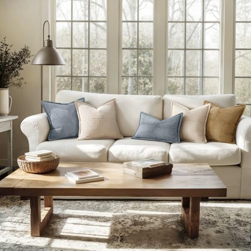 MIULEE Decorative Lumbar Throw Pillow Covers 12x20 Inch Dustyblue 2 Pack - Image 3