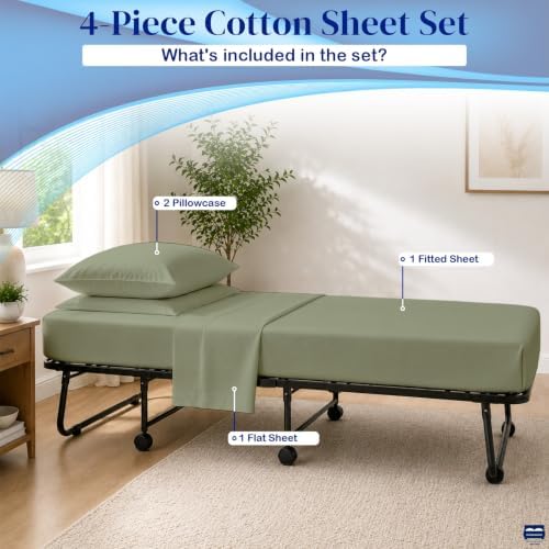 Cottingon 4 PC Cot Sheet Set 30"X75", Egyptian Cotton - Image 4