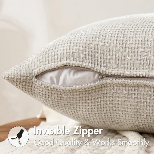 MIULEE Decorative Couch Throw Pillow Covers 20x20 Inch Neutral Beige 2 Pack - Image 5