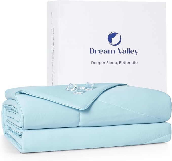 Dream Valley® Outlast® Deepsleep Cooling Comforter, King Size, NASA-Grade Space Technology Cooling Blanket for Hot Sleepers Night Sweats, Q-Max > 0.45 Aerocool™ Breathable, Ice Blue, 106"x90"