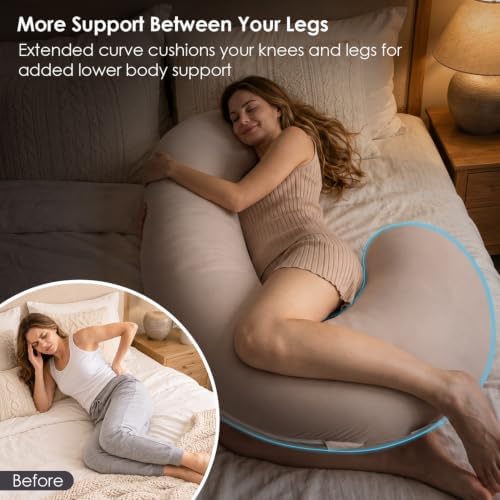 QUEEN ROSE Cooling Body Pillow, C Shaped Full Body Pillow - Image 4