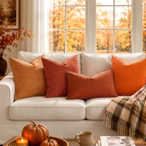 MIULEE Fall Decorative Couch Throw Pillow Covers 18x18 Inch Bright Orange - Image 6