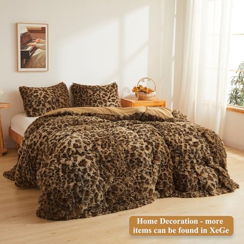 XeGe 20x54 Fluffy Faux Fur Leopard Print Body Pillow Cover, Cheetah Brown - Image 7