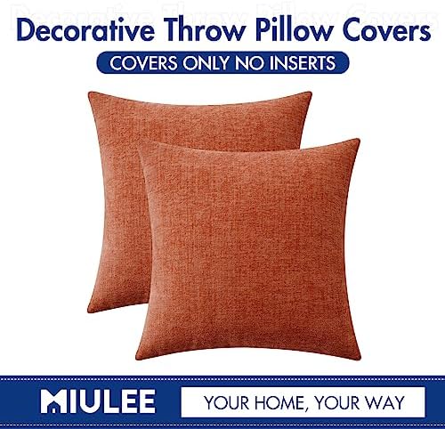 MIULEE Pack of 4 Couch Throw Pillow Covers 18x18 Inch Soft Burnt Orange - Image 6